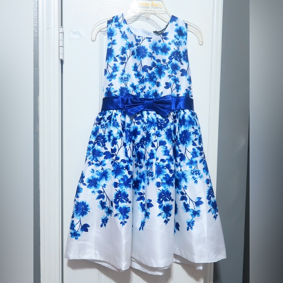 Dresses Blue And White Floral Girls Dress Size 8